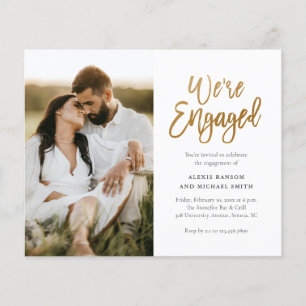 Budget We're Engaged Photo Engagement Invitation
