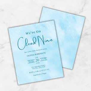 Budget We're On Cloud Nine Boy Baby Shower Invite 