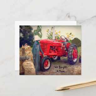 Budget We've Moved Farm Tractor Red Rustic Country