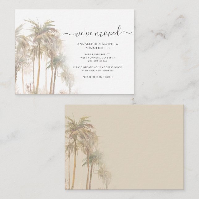 Budget We've Moved Palm Trees Moving Announcement (Front/Back)