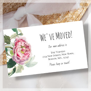 Budget We've Moved Pink Rose Announcement Card