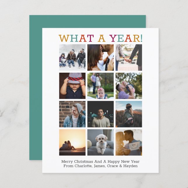 BUDGET What A Year Photo Christmas Year In Review (Front/Back)