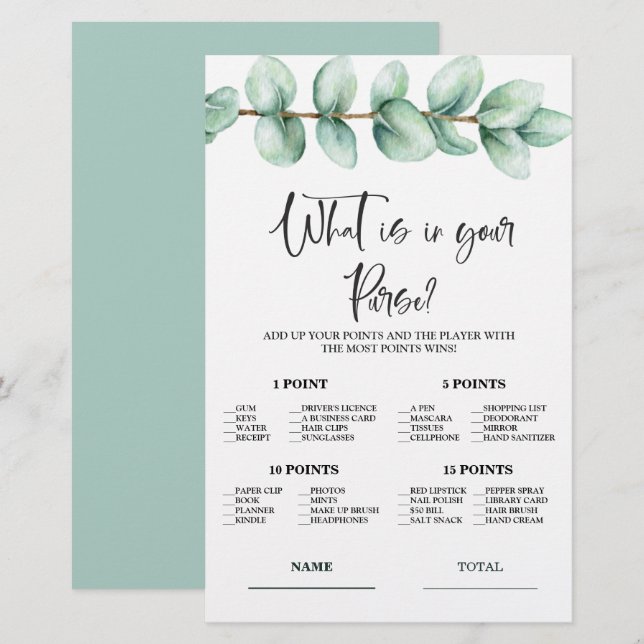 Budget What is in Purse Bridal Game Invitation (Front/Back)
