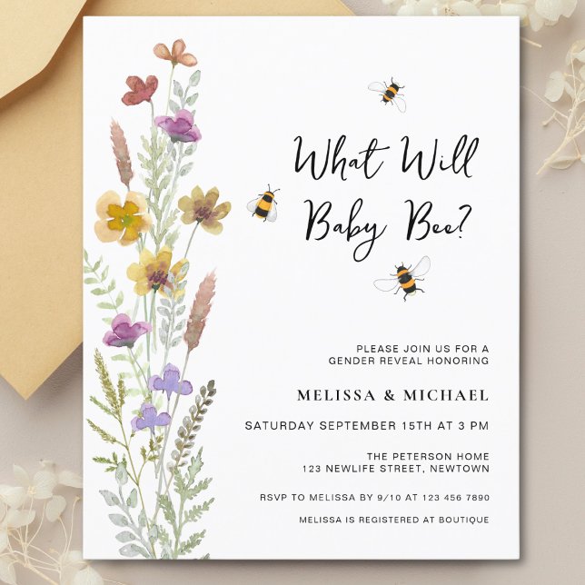 Budget What Will Baby Bee Gender Reveal Invitation (Creator Uploaded)