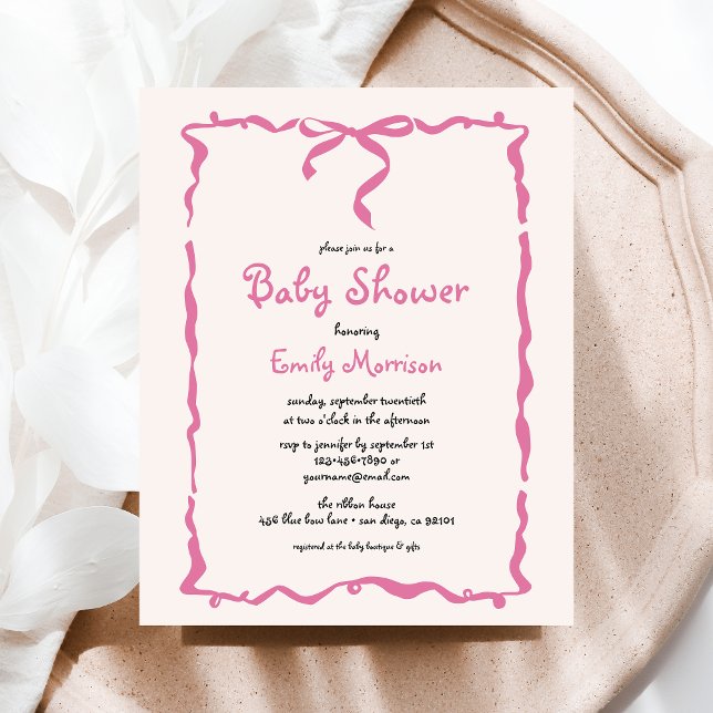 Budget Whimsical Quirky Blush Pink Bow Baby Shower (Creator Uploaded)