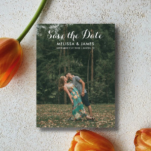 Budget Whimsical Script Photo Save the Date Announcement Postcard