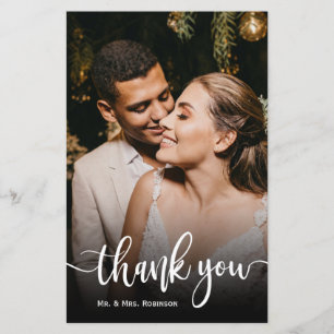 Budget Whimsical Script Wedding Thank You Card