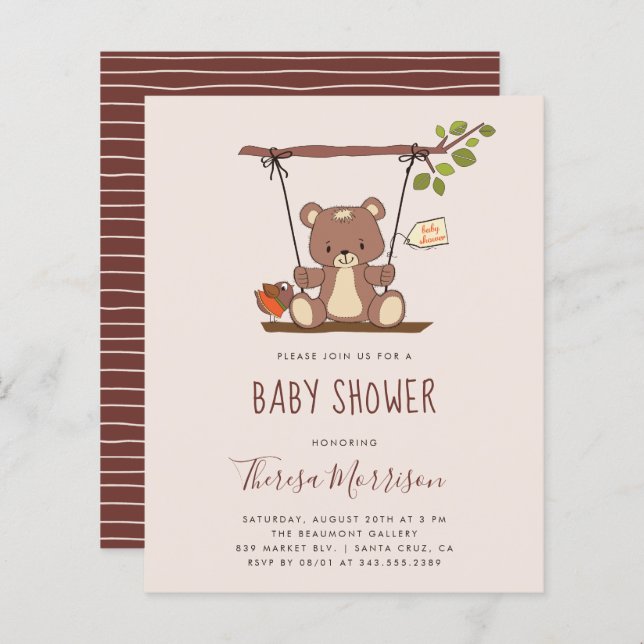 Budget Whimsical Teddy Bear Baby Shower (Front/Back)