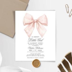 Budget White Bow Baby Shower Invitation