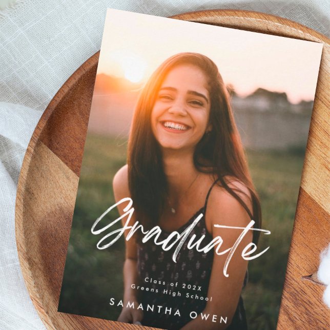 Budget White Brush Graduation Announcement Photo Flyer (Creator Uploaded)