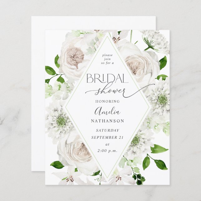 Budget White Floral Bridal Shower (Front/Back)