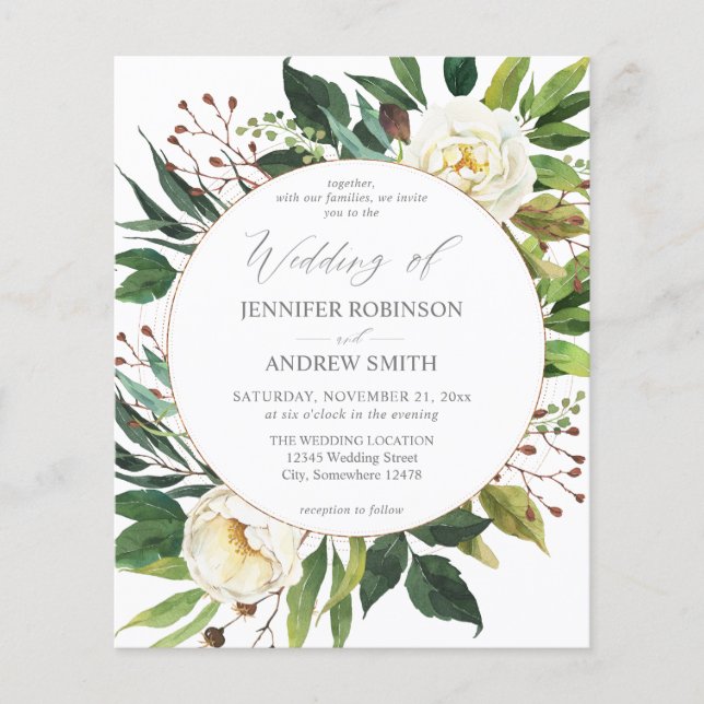 Budget White Floral & Greenery 2 Wedding (Front)