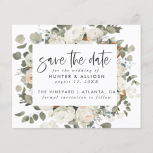 BUDGET White Floral Save the Date Flyer