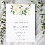 Budget White Flowers Boho Wedding Invitation Postcard<br><div class="desc">Elegant wedding invitation features an arrangement of white flowers and greenery. Please,  it`s a invitation POSTCARD,  it does not include envelopes.</div>