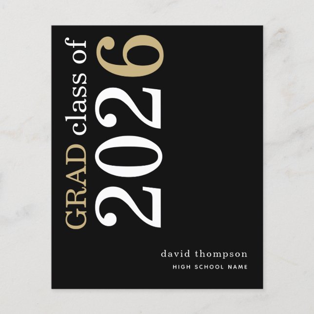 Budget White Gold Text 2025 Grad Announcement (Front)