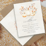 BUDGET White Pumpkin 18th Birthday Invitation<br><div class="desc">Elegant white pumpkins are nestled in red,  orange and sage green leaves and wildflowers.</div>
