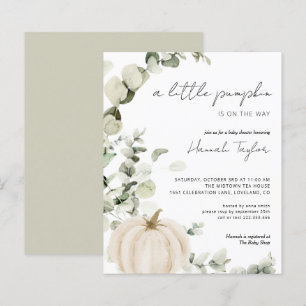 Budget White Pumpkin Fall Baby Shower Invitation