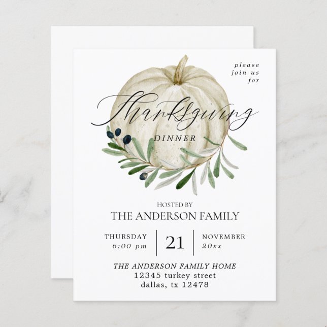 Budget White Pumpkin Thanksgiving (Front/Back)