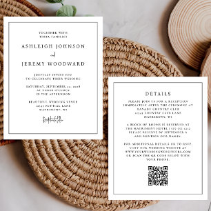 Budget White QR Code All in One Wedding Invitation