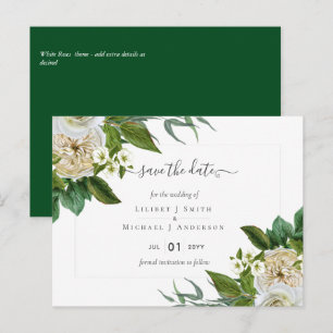 BUDGET White Roses Bouquet Floral Wedding Postcard