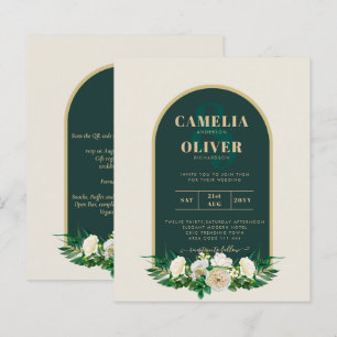 BUDGET White Roses Forest Green Winter Wedding INV
