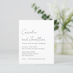 Budget White Typewriter Script Wedding Invite