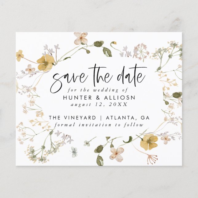 Budget Wild Flower Save the Date (Front)