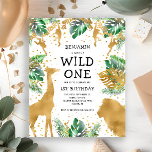 Budget Wild One First Birthday Safari Invitation