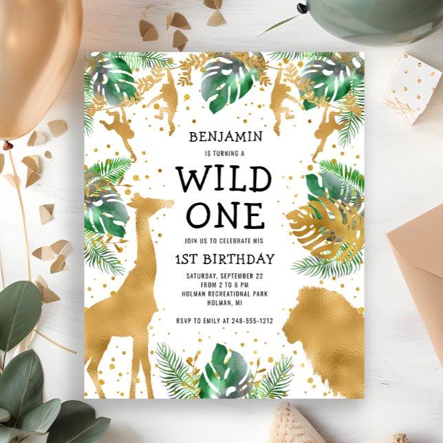 Budget Wild One First Birthday Safari Invitation (Creator Uploaded)