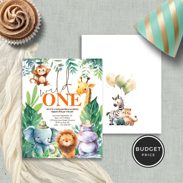 Budget Wild One Jungle Animals 1st Birthday Party (Front and back view)