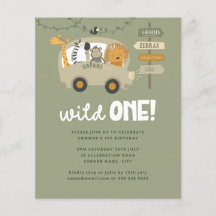 Budget Wild One Safari Animals 1st Birthday Green