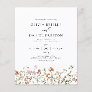 Budget Wildflower All in One QR Code Wedding Flyer