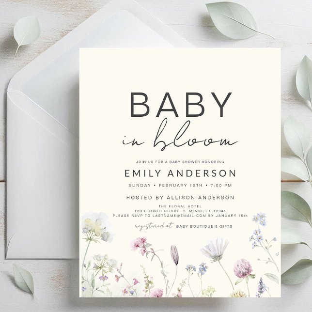 Budget Wildflower Baby in Bloom Invitation Flyer (Creator Uploaded)
