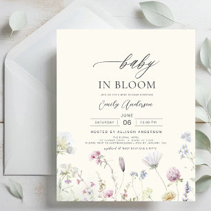 Budget Wildflower Baby in Bloom Invitation Flyer