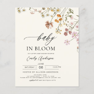 Budget Wildflower Baby in Bloom Invitation Flyer