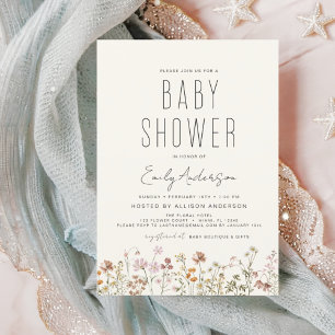 Budget Wildflower Boho Baby Shower Elegant Modern Flyer