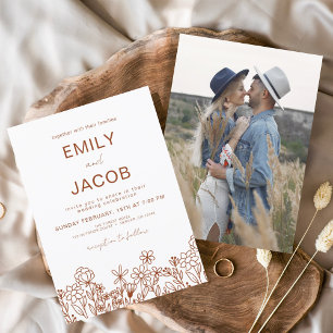 Budget Wildflower Boho Photo Terracotta Wedding Flyer
