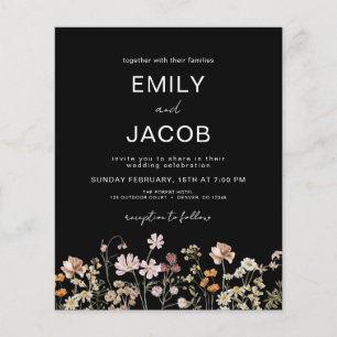 Budget Wildflower Boho Photo Wedding Invitation Flyer