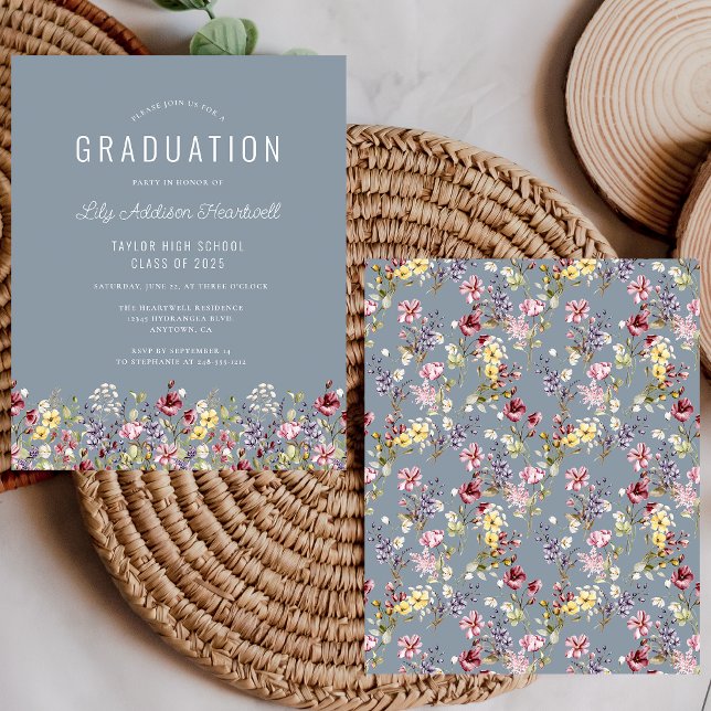 Budget Wildflower Pattern Dusty Blue Grad Party (Creator Uploaded)