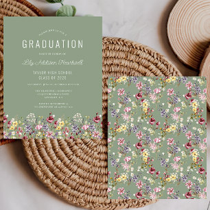 Budget Wildflower Pattern Sage Green Grad Party