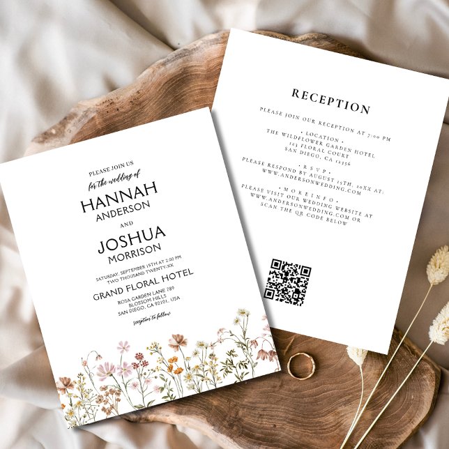 Budget Wildflower Rustic Boho Wedding Invitation Flyer (Creator Uploaded)