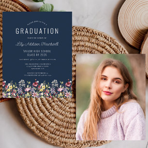 Budget Wildflowers Photo Navy Blue Grad Party