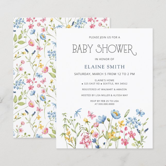 Budget Wildflowers Spring Baby Shower Invitation (Front/Back)