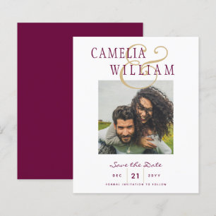 BUDGET Wine Berry Gold Wedding PHOTO Save the Date