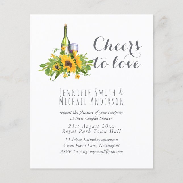 Budget Wine Tasting Wedding or Bridal Shower Inv. (Front)