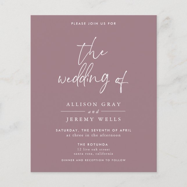Budget Wine Wedding Invitation Flyer (Front)