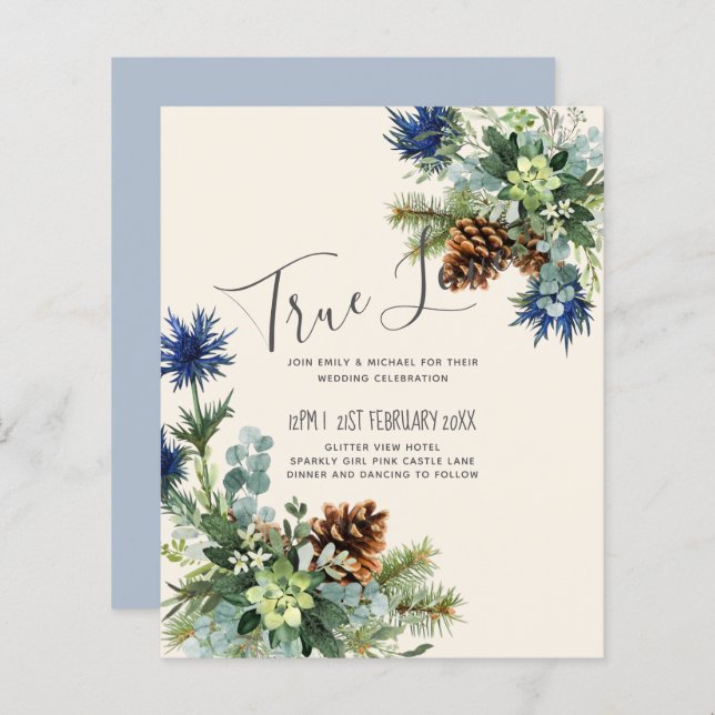BUDGET  Winter Blue Thistle Eucalyptus Wedding (Front/Back)