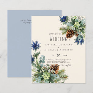 BUDGET  Winter Blue Thistle Eucalyptus Wedding
