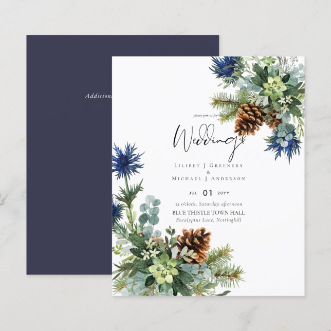 BUDGET  Winter Blue Thistle Wedding (Front/Back)
