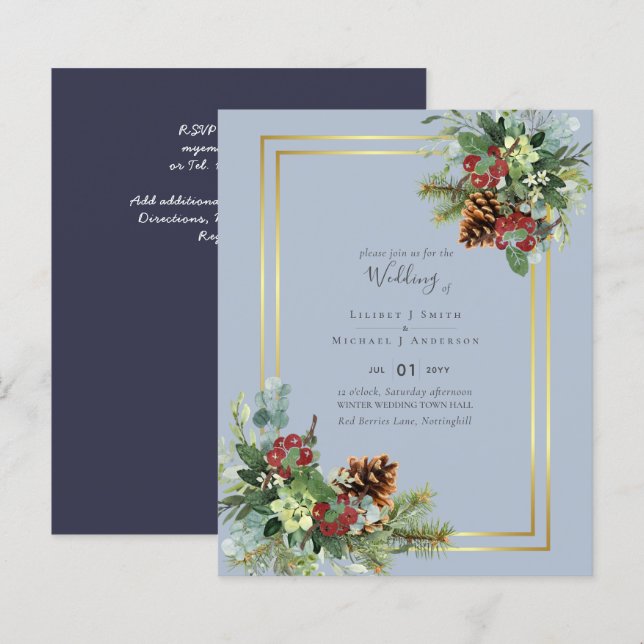 BUDGET  Winter Blue Thistle Wedding (Front/Back)